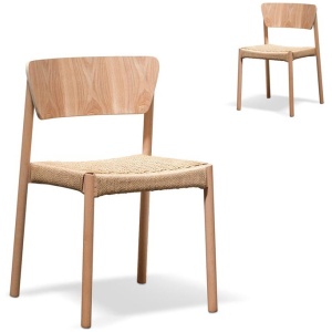 Set of 2 - Filiberto Rope Seat Dining Chair - Natural by Interior Secrets - AfterPay Available