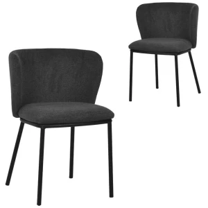 Set of 2 - Flossie Fabric Dining Chair - Charcoal Grey by Interior Secrets - AfterPay Available