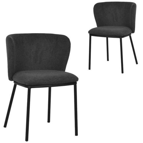 Set of 2 - Flossie Fabric Dining Chair - Charcoal Grey by Interior Secrets - AfterPay Available