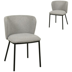 Set of 2 - Flossie Fabric Dining Chair - Coastal Light Grey by Interior Secrets - AfterPay Available