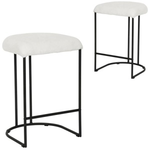 Set of 2 - Galvan 65cm Bar Stool - Cloud Fur by Interior Secrets - AfterPay Available