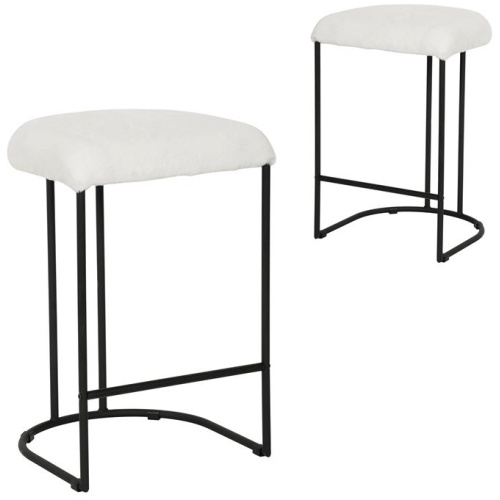 Set of 2 - Galvan 65cm Bar Stool - Cloud Fur by Interior Secrets - AfterPay Available