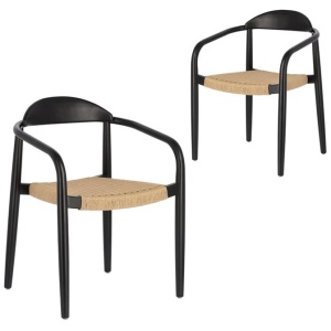 Set of 2 - Glynis Eucalyptus Black Timber Dining Chair - Beige by Interior Secrets - AfterPay Available