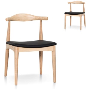 Set of 2 - Henrik Dining Chair - Natural Ash with Black Seat by Interior Secrets - AfterPay Available