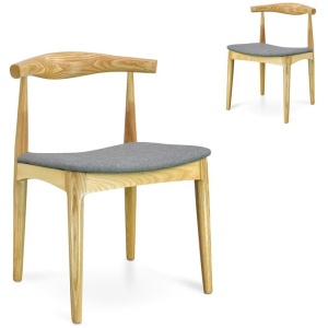 Set of 2 - Henrik Fabric Dining Chair - Natural with Light Grey Seat by Interior Secrets - AfterPay Available