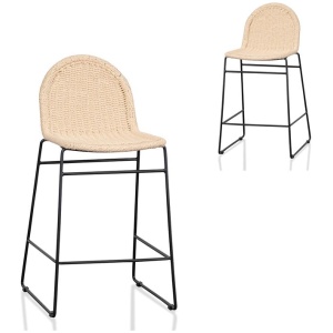 Set of 2 - Kelton 65cm Rattan Barstool - Natural Seat by Interior Secrets - AfterPay Available