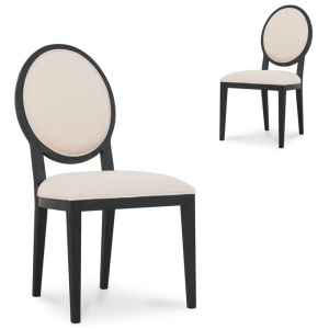 Set of 2 - Lula Light Beige Fabric Dining Chair - Black Frame by Interior Secrets - AfterPay Available