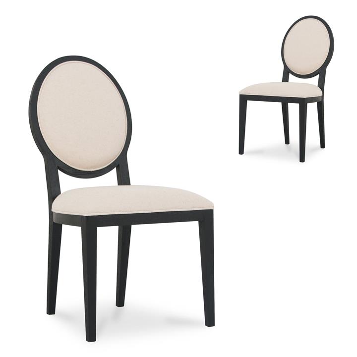Set of 2 - Lula Light Beige Fabric Dining Chair - Black Frame by Interior Secrets - AfterPay Available