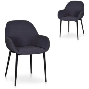 Set of 2 - Lynton Fabric Dining Chair - Black - Last Set by Interior Secrets - AfterPay Available