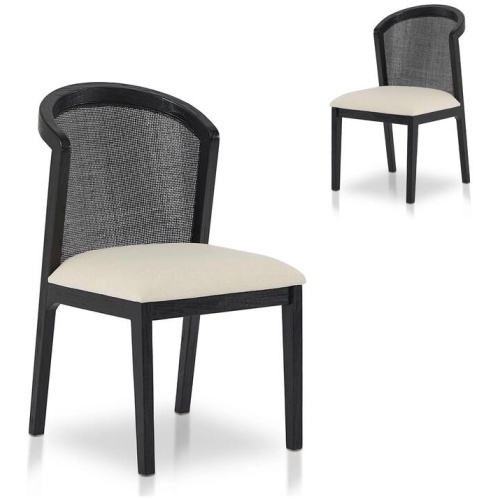 Set of 2 - Margie Black ELM Dining Chair - Light Beige by Interior Secrets - AfterPay Available