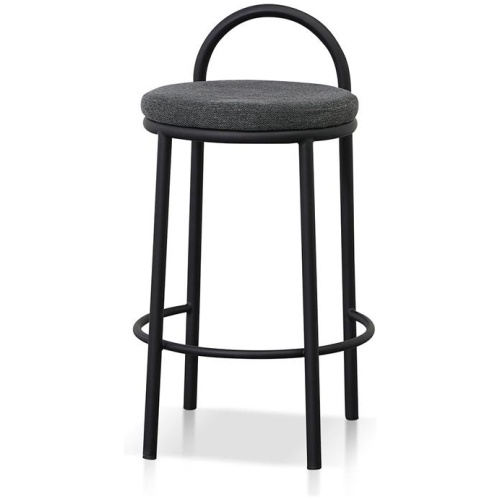 Set of 2 - Mclean 63cm Black Frame Bar Stool - Charcoal Grey by Interior Secrets - AfterPay Available