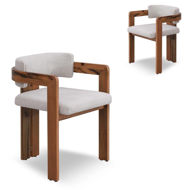 Set of 2 - Merari Natural Marri Dining Chair - Stone Beige by Interior Secrets - AfterPay Available