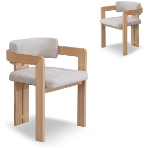 Set of 2 - Merari Natural NZ Ash Dining Chair - Stone Beige by Interior Secrets - AfterPay Available