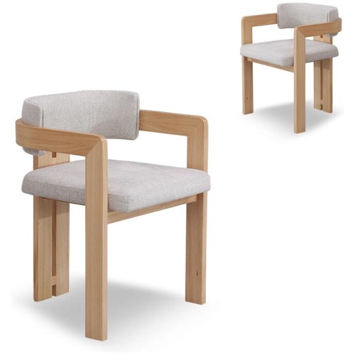Set of 2 - Merari Natural NZ Ash Dining Chair - Stone Beige by Interior Secrets - AfterPay Available