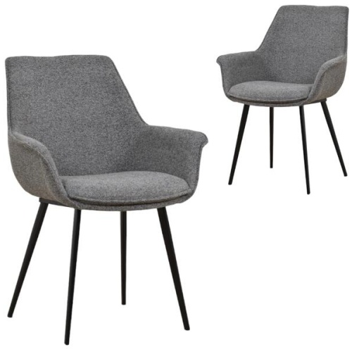 Set of 2 - Nola Fabric Dining Chair - Spec Charcoal by Interior Secrets - AfterPay Available
