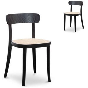 Set of 2 - Orval Rattan Dining Chair - Black with Natural Seat by Interior Secrets - AfterPay Available