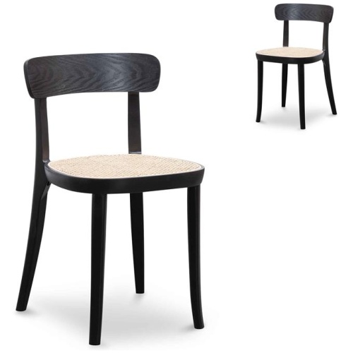 Set of 2 - Orval Rattan Dining Chair - Black with Natural Seat by Interior Secrets - AfterPay Available
