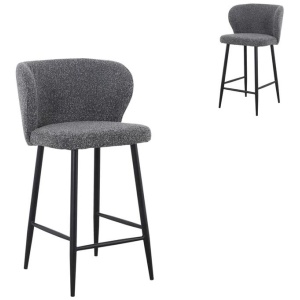 Set of 2 - Perkins 65cm Bar Stool - Anthracite Grey Boucle by Interior Secrets - AfterPay Available