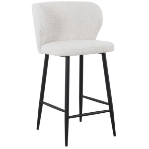Set of 2 - Perkins 65cm Bar Stool - Pearl Grey Boucle by Interior Secrets - AfterPay Available