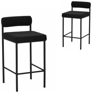 Set of 2 - Shaffer 65cm Bar Stool - Black Boucle by Interior Secrets - AfterPay Available
