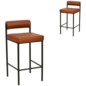 Set of 2 - Shaffer 65cm Fabric Bar Stool - Brown by Interior Secrets - AfterPay Available