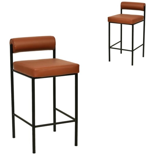 Set of 2 - Shaffer 65cm Fabric Bar Stool - Brown by Interior Secrets - AfterPay Available