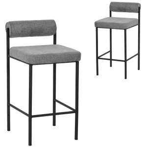 Set of 2 - Shaffer 65cm Fabric Bar Stool - Grey by Interior Secrets - AfterPay Available