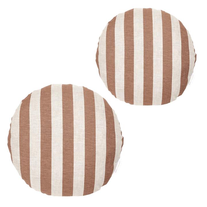 Set of 2 - Stripe 40cm Round Cushion - Hazel by Interior Secrets - AfterPay Available