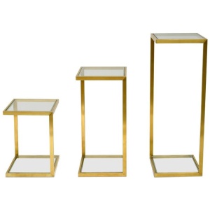 Set of 3 Luke Glass Side Table - Gold Base - Last One by Interior Secrets - AfterPay Available