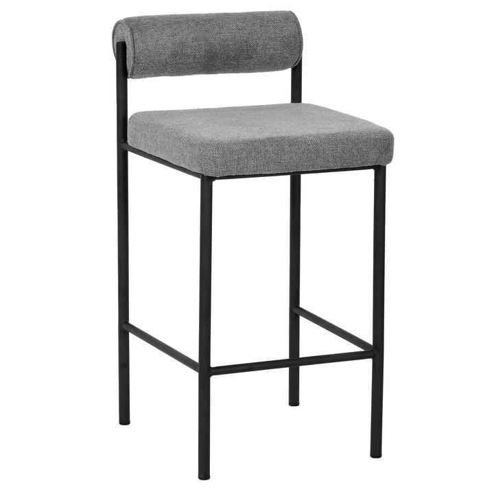 Shaffer 65cm Fabric Bar Stool - Grey by Interior Secrets - AfterPay Available