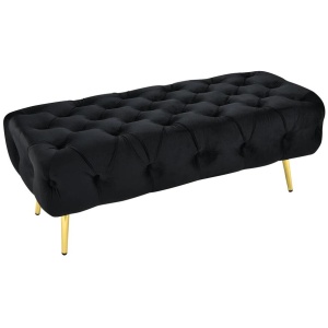 Shirley Ottoman Black Velvet