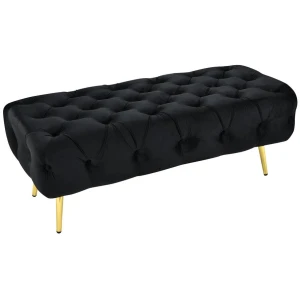 Shirley Ottoman Black Velvet