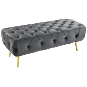 Shirley Ottoman Dark Grey Velvet