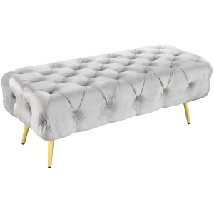 Shirley Ottoman Light Grey Velvet