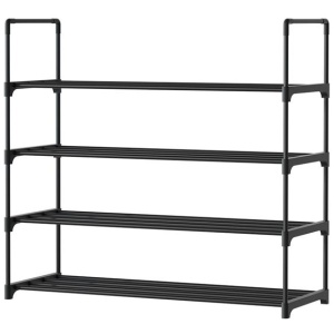Shoe Rack 4-tier 16 Pairs Stackable Black