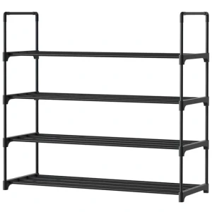 Shoe Rack 4-tier 16 Pairs Stackable Black