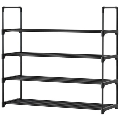Shoe Rack 4-tier 16 Pairs Stackable Black