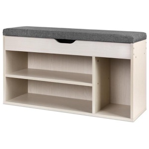Shoe Rack Cabinet Bench 9 Pairs Pine Dora