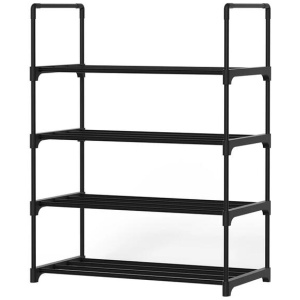 Shoe Rack Cabinet Stackable 4-tier 12 Pairs Black