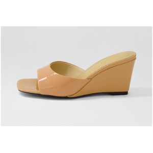 Siren Darcy Si Tan Patent Leather Tan Sandals Womens Shoes Dress Heeled Sandals