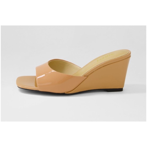Siren Darcy Si Tan Patent Leather Tan Sandals Womens Shoes Dress Heeled Sandals