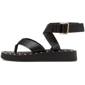 Siren Yolo Si Black Lizard Leather Black Lizard Sandals Womens Shoes Casual Sandals Flat Sandals