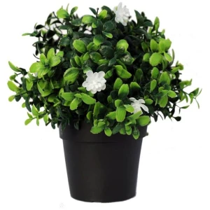 Small Potted Artificial Flowering Boxwood Plant UV Resistant 20cm