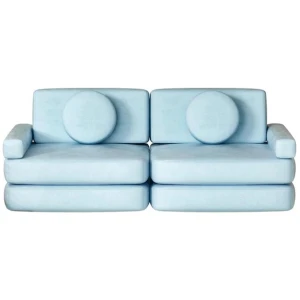 Sofa Bed 2 Seater Kid DIY Play Couch Velvet Blue