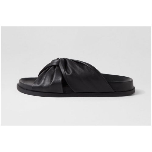 Sol Sana Elise Footbed Ss Black Leather Black Sandals Womens Shoes Casual Sandals Flat Sandals