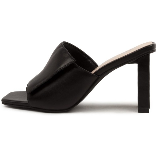 Sol Sana Holden Mule Ss Black Leather Black Sandals Womens Shoes Casual Heeled Sandals