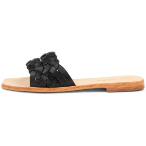 Sol Sana Jodie Slide Ss Black Leather Black Sandals Womens Shoes Casual Sandals Flat Sandals