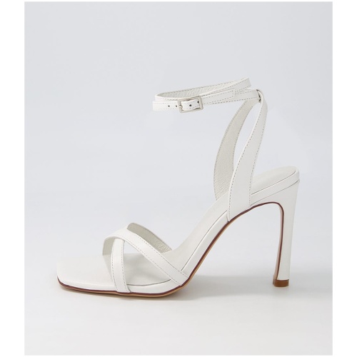 Sol Sana Monaco Heel Ss White Leather White Sandals Womens Shoes Dress Heeled Sandals