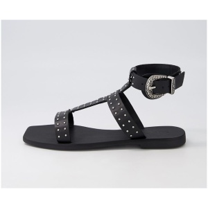 Sol Sana Roma Sandal Ss Black Leather Black Sandals Womens Shoes Casual Sandals Flat Sandals