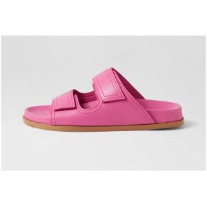 Sol Sana Shine Footbed Ss Pink Leather Pink Sandals Womens Shoes Casual Sandals Flat Sandals